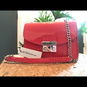 Mini BCBG Generation coral red cocktail purse